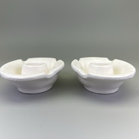Haeger Textured White Ceramic Candle Holders - Picture 3 of 8